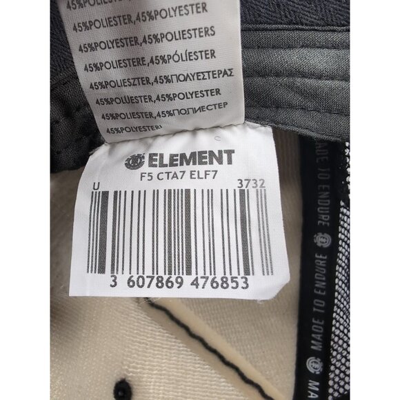 Element Mesh Snap Back Trucker Hat One Size Dark Gray Herringbone Pattern Patch - Picture 14 of 14